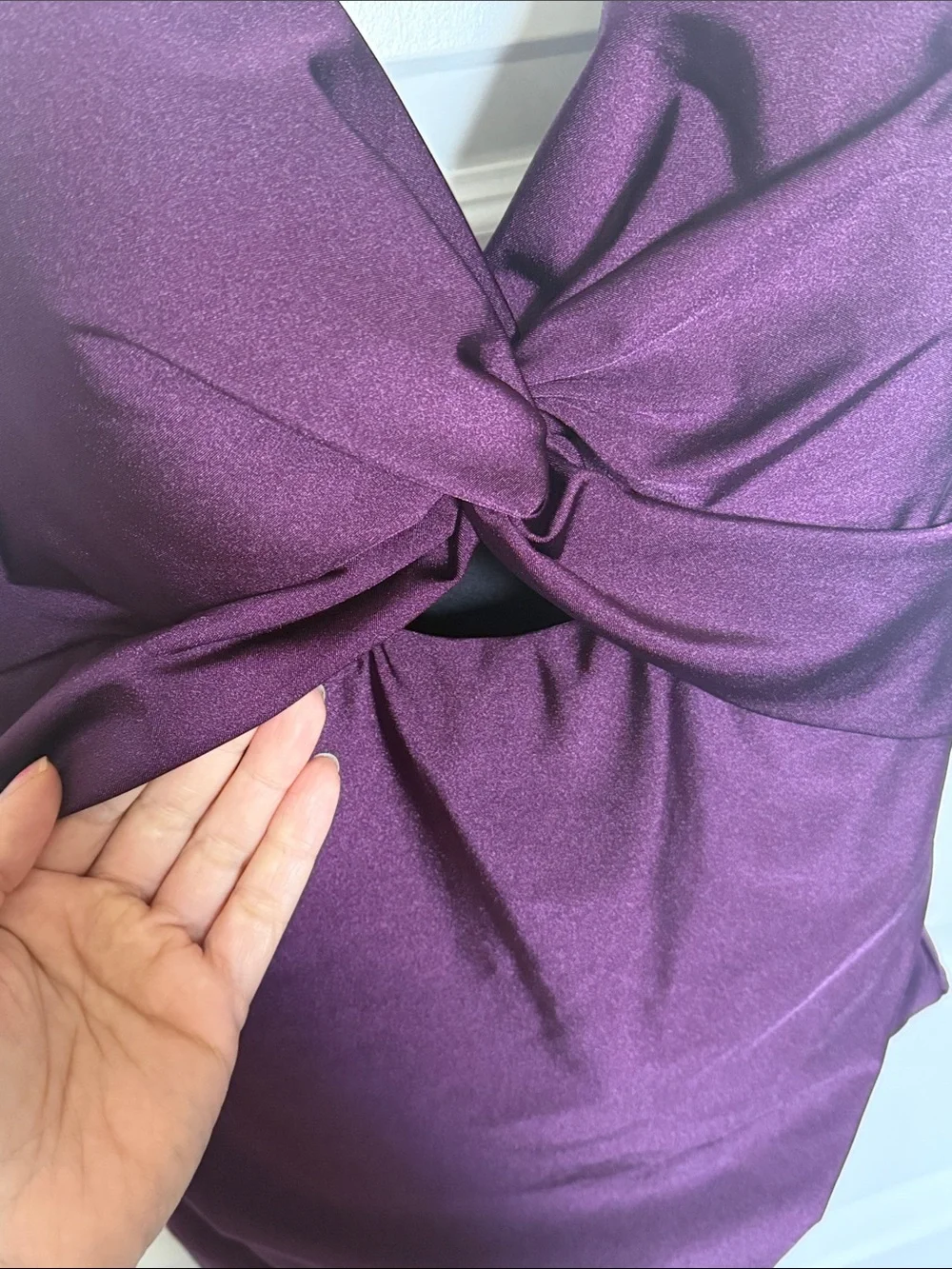 NWT DKNY Plum Twist-Front One-Piece Swimsuit Sz XXL - Picture 5 of 9